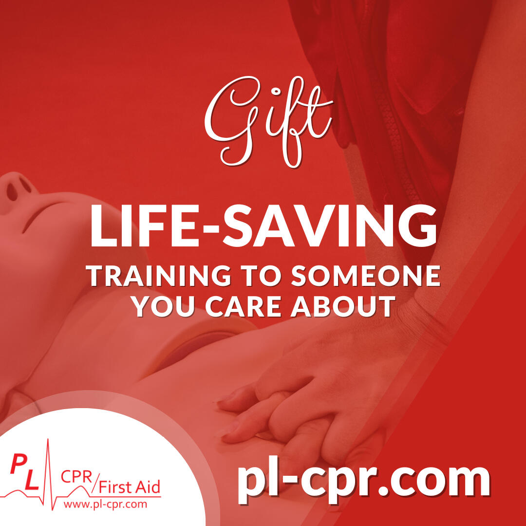 Social media image used in PL-CPR's eGift campaign 2023-2024. "Gift LIFE-SAVING Training to Someone You Care About"